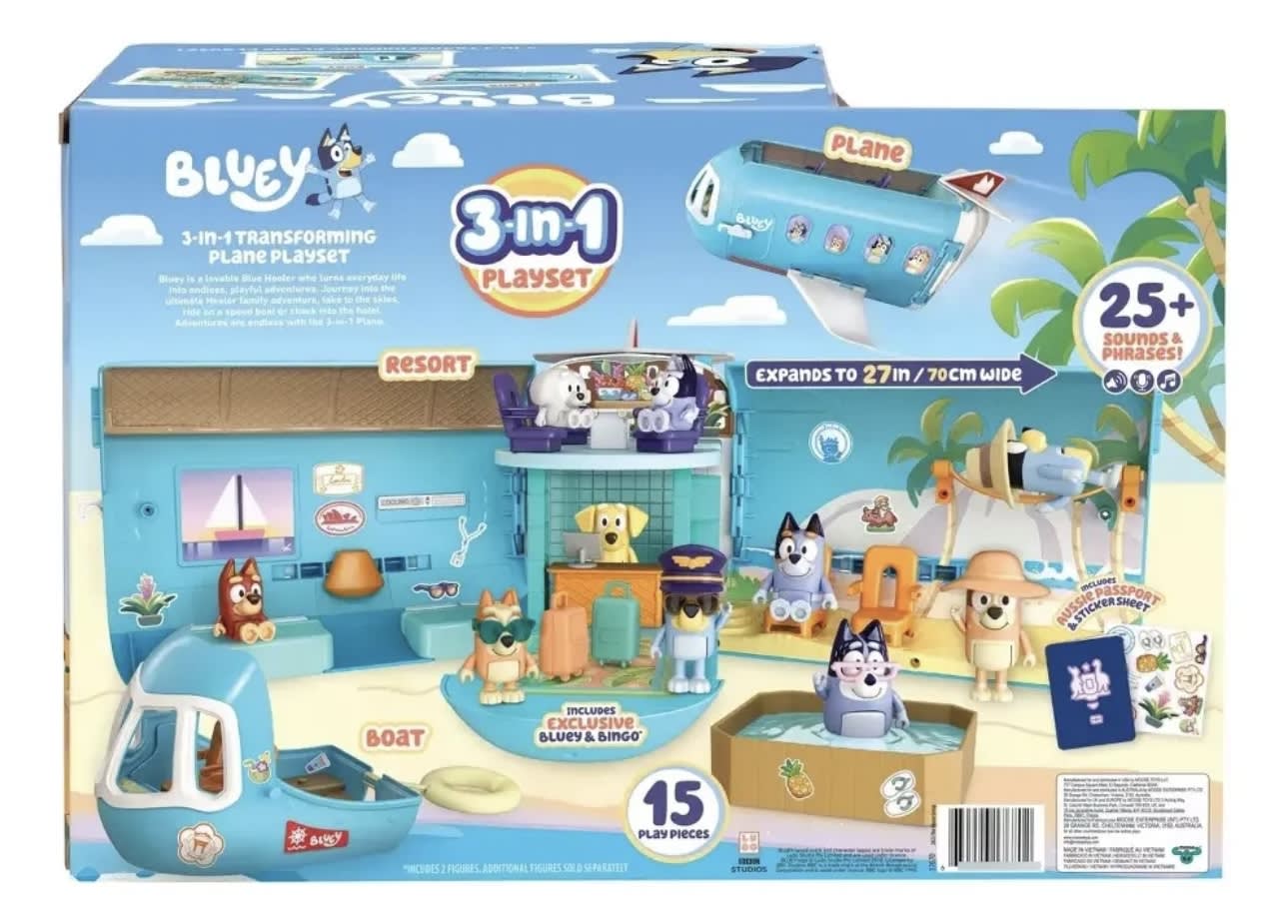 Bluey Avión Transformable 3 en 1 con Sonidos | Playset con Figuras y Accesorios - thumbnail 7