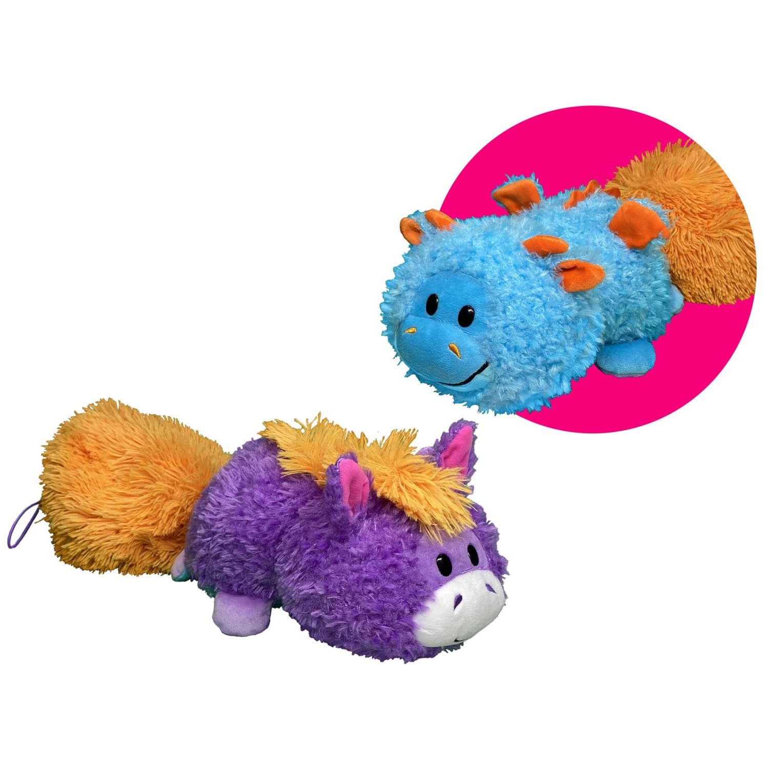 FlipaZoo Magic Tails Dragón Azul + Unicornio Morado | Peluche Reversible 2 en 1