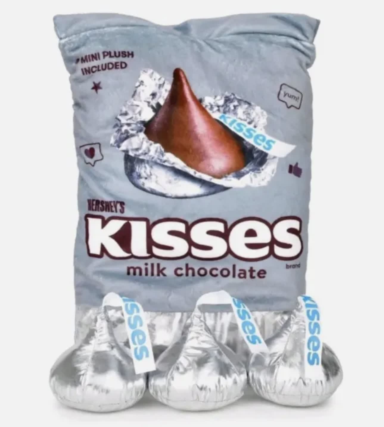 Hershey’s Kisses Plush Inside – Peluche Bolsa con 3 Mini Chocolates de Peluche